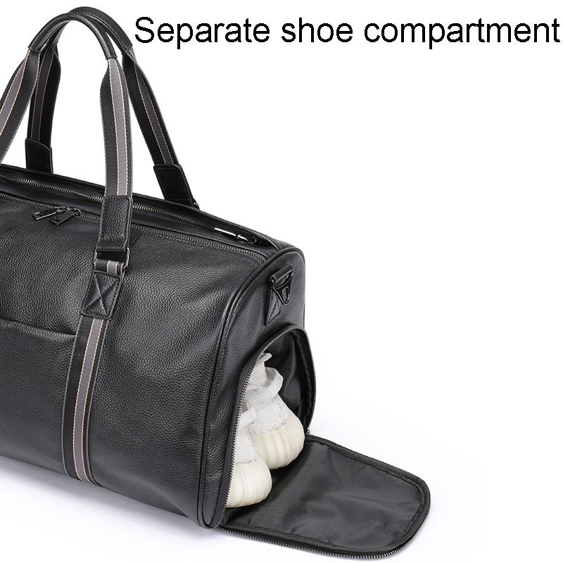 Multifunctional Leather Travel Bag - Large Capacity Single Shoulder - Black-1915196816257847304