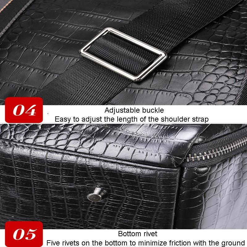 Multifunctional Leather Duffel Bag For Travel - Crocodile Print-1915196838328274946
