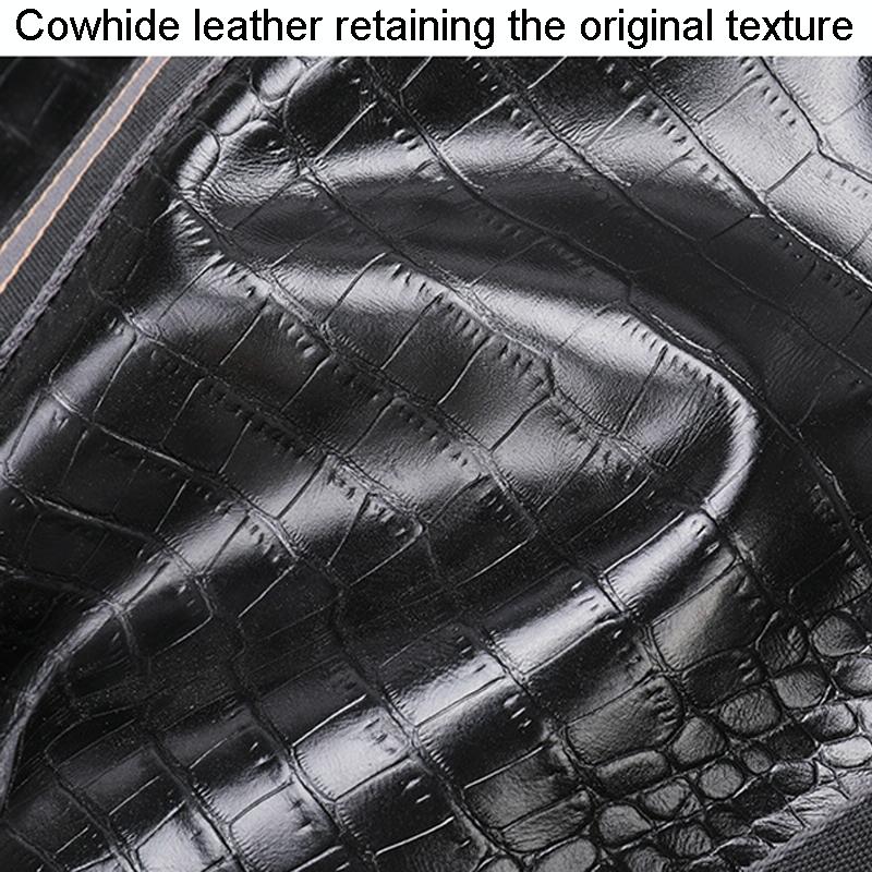 Multifunctional Leather Duffel Bag For Travel - Crocodile Print-1915196838328274953