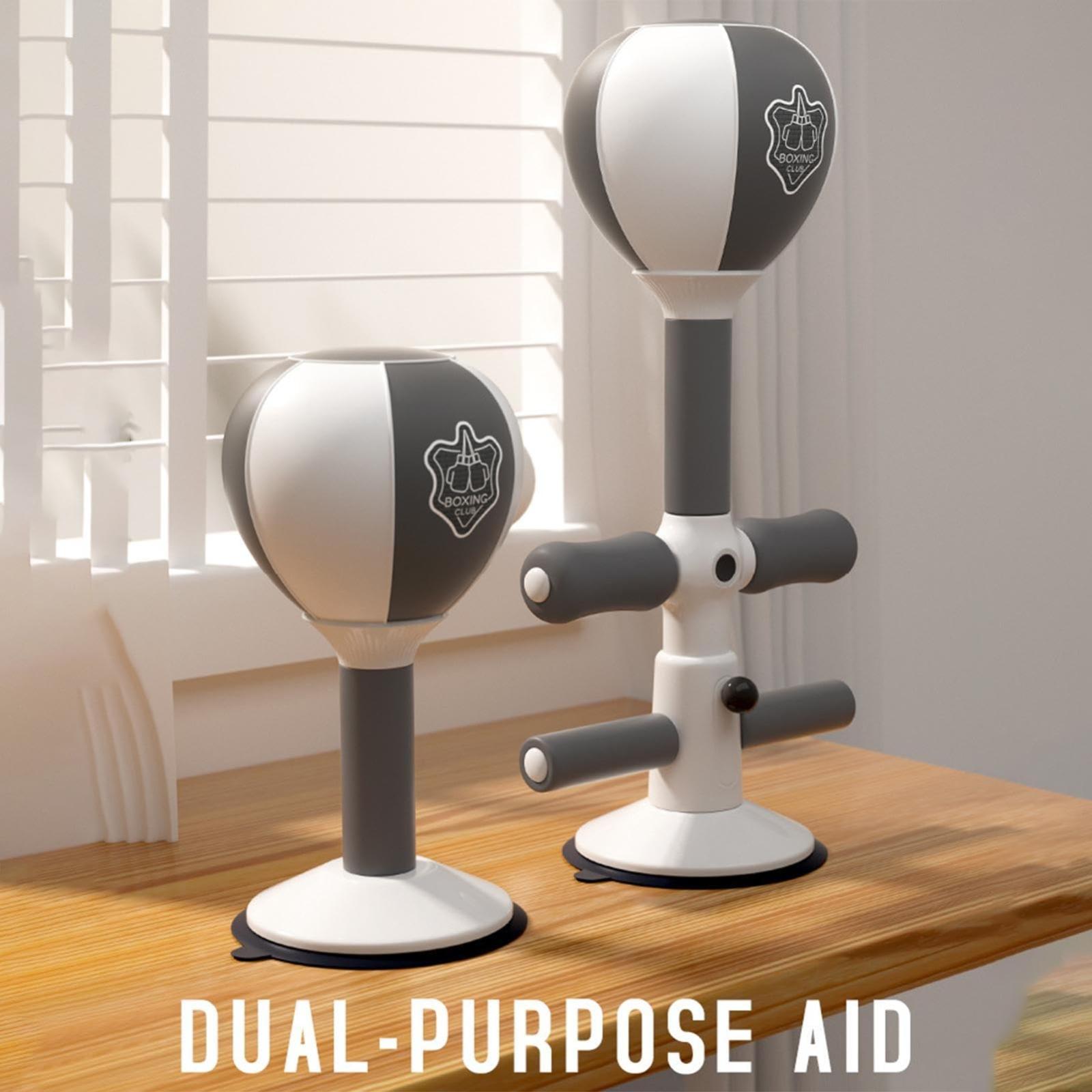 Adjustable 2-In-1 Sit-Up Boxing Ball Stand With Punching Bag - Gray / White-1915196823815983106