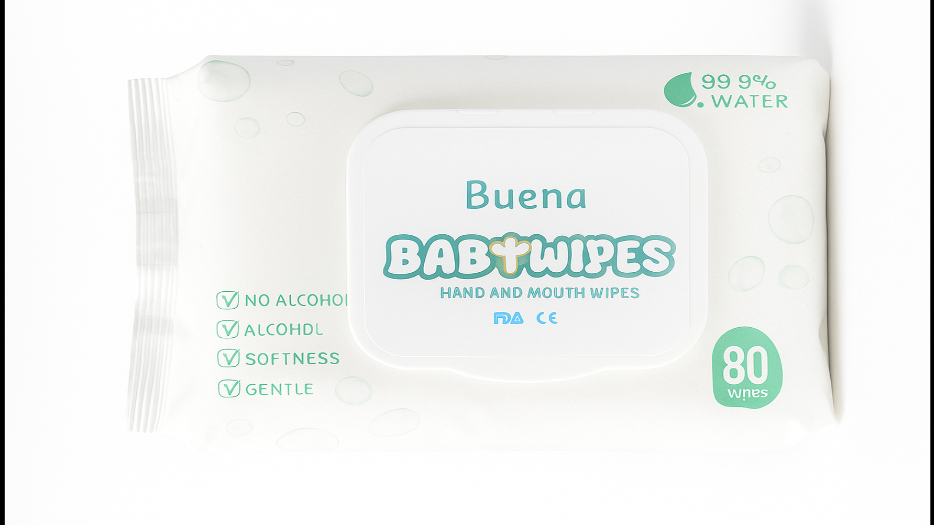Buena Baby Wipes – Hand &amp; Mouth Wipes – 80 Wipes per Pack – Carton of 32 Packs