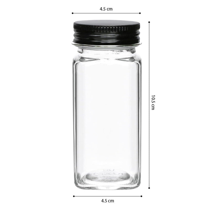Hivvago 12 Pack Glass Spice Jar Set 120ml Airtight Square Jars with Shaker Lids Labels Funnel and Brush