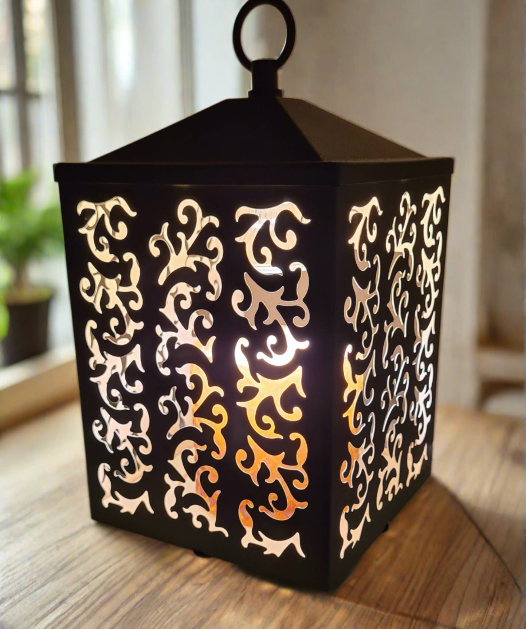White Cottage Lantern LED Decorative Candle Light Home Table Vintage Decor