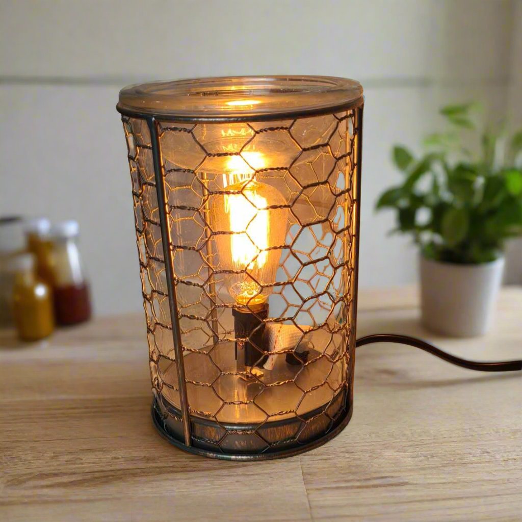 Chicken Wire Edison Bulb Wax Melt Burner Plug In Fragrance Warmer Vintage Home Decor