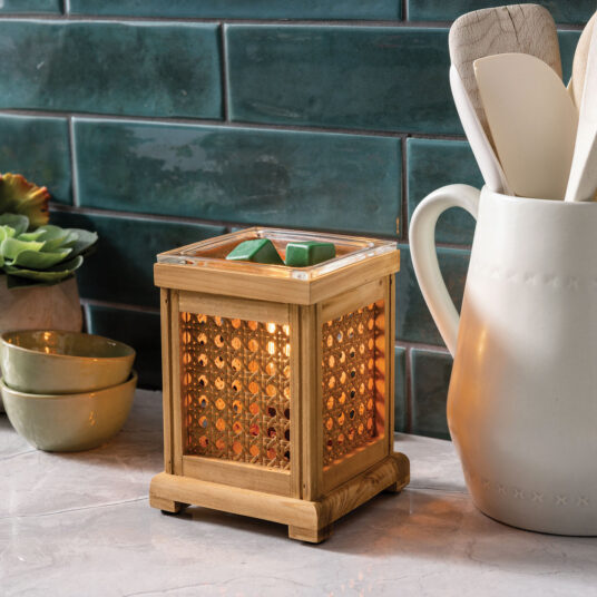 Wood & Cane Wax Melt Burner Plug In Fragrance Warmer Vintage Home Decor Edison Style