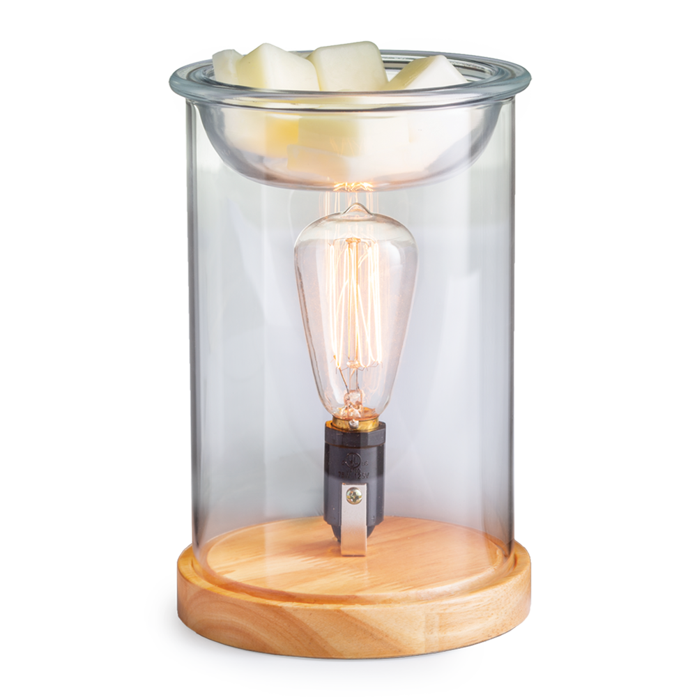 Wood & Glass Wax Melt Burner Plug In Fragrance Warmer Vintage Home Decor Edison Style