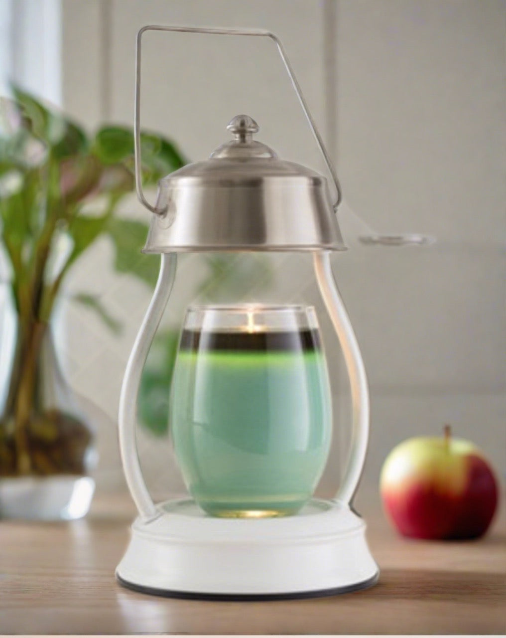 White Hurricane Lantern LED Decorative Candle Light Home Table Decor