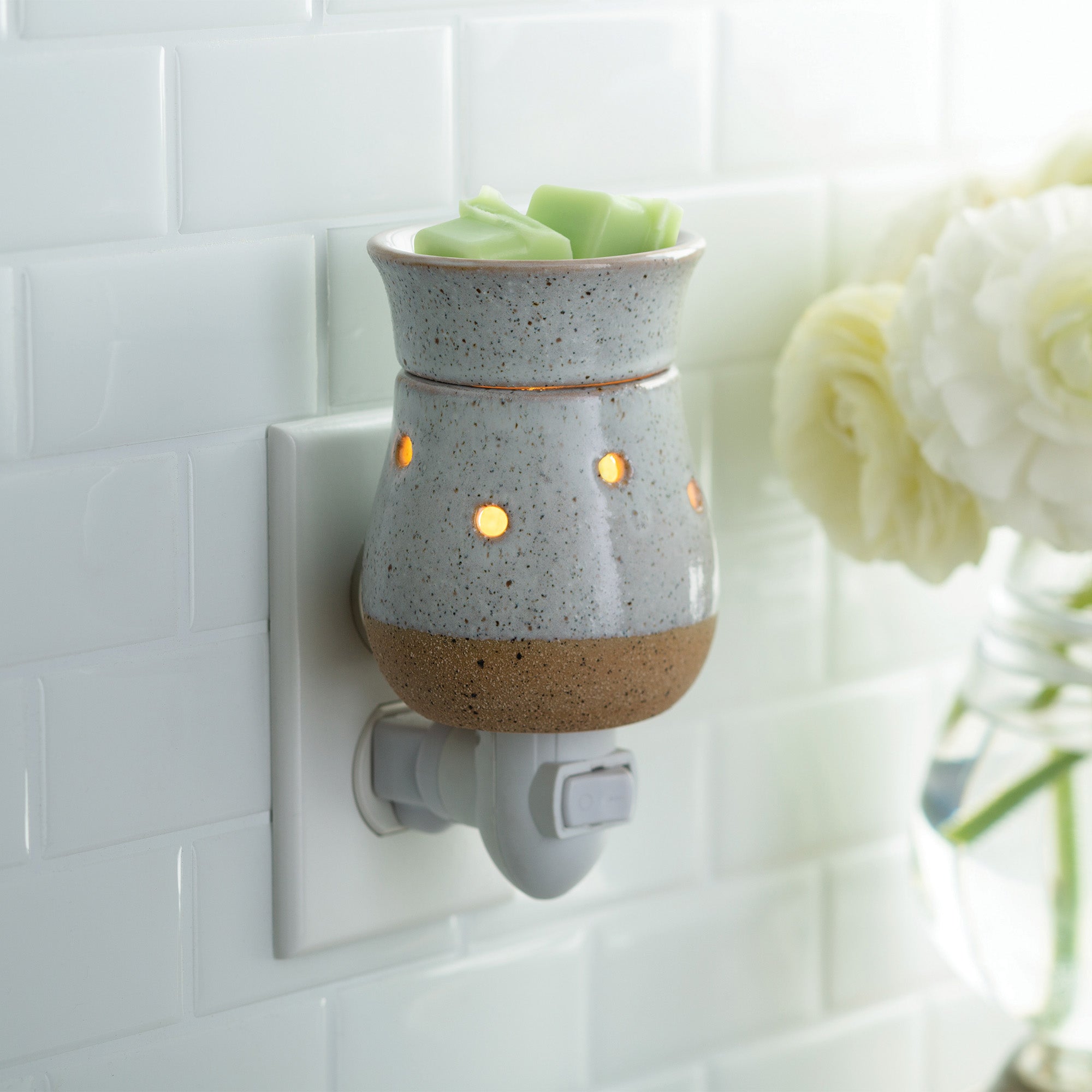 Rustic White Wax Melt Burner Plug In Fragrance Warmer Home Decor