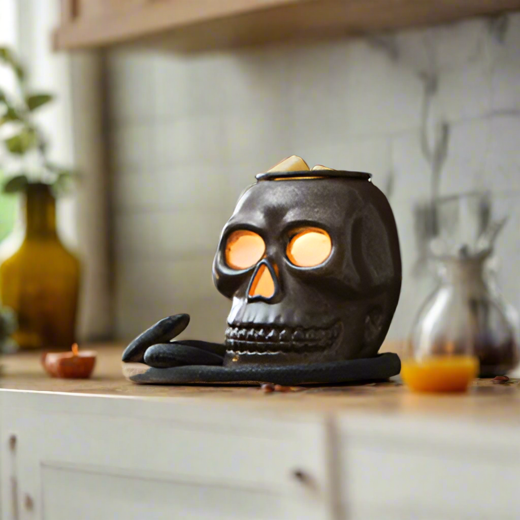 Skull Wax Melt Burner Plug In Fragrance Oil Warmer Gothic Home Decor