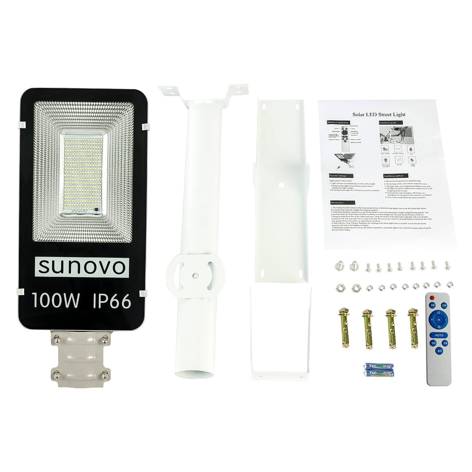Samland 100W SOLAR GARDEN PATHWAY STREET LIGHT ADJUSTABLE SOLAR PANEL