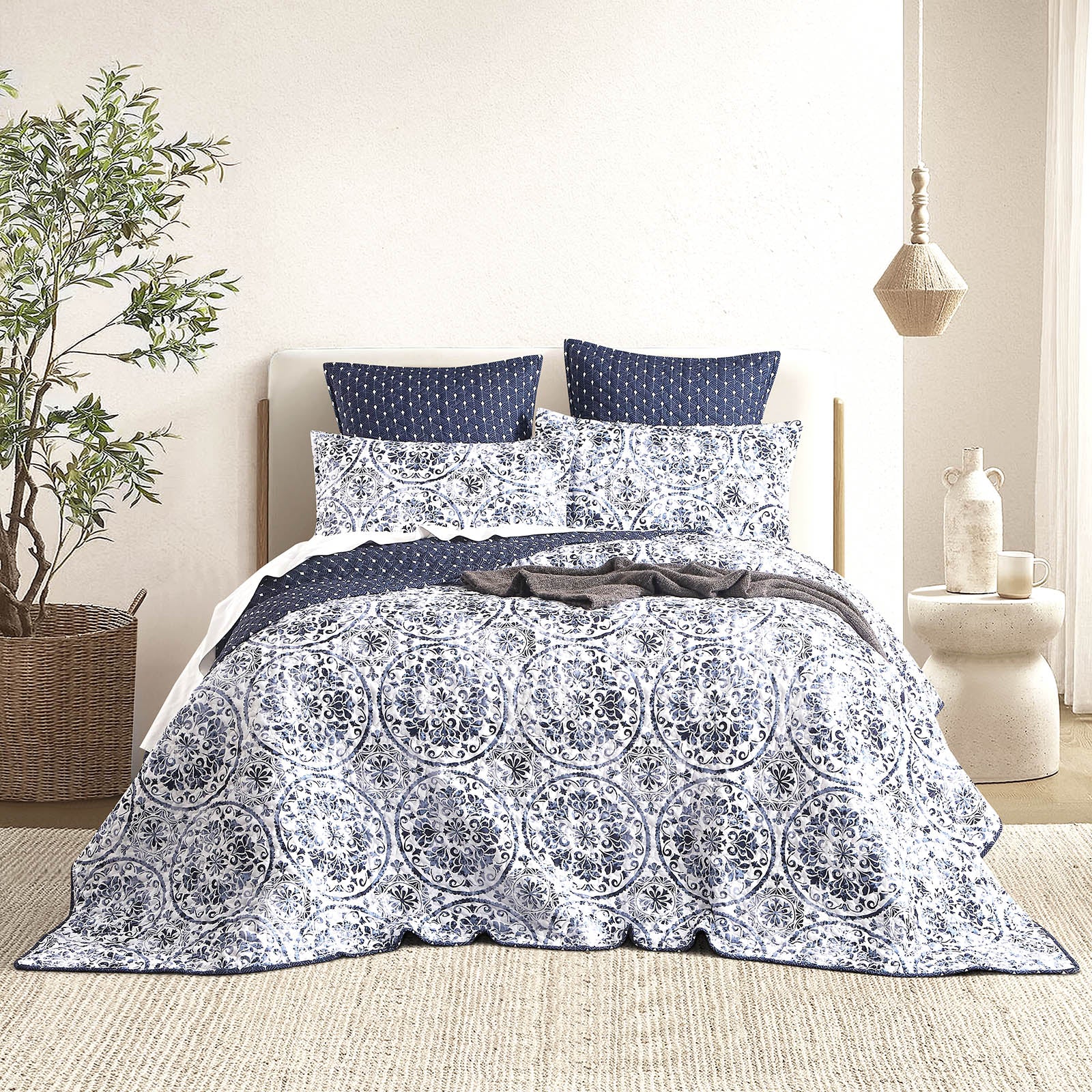 Delos Quilted Reversible Super King Coverlet Set by Renee Taylor