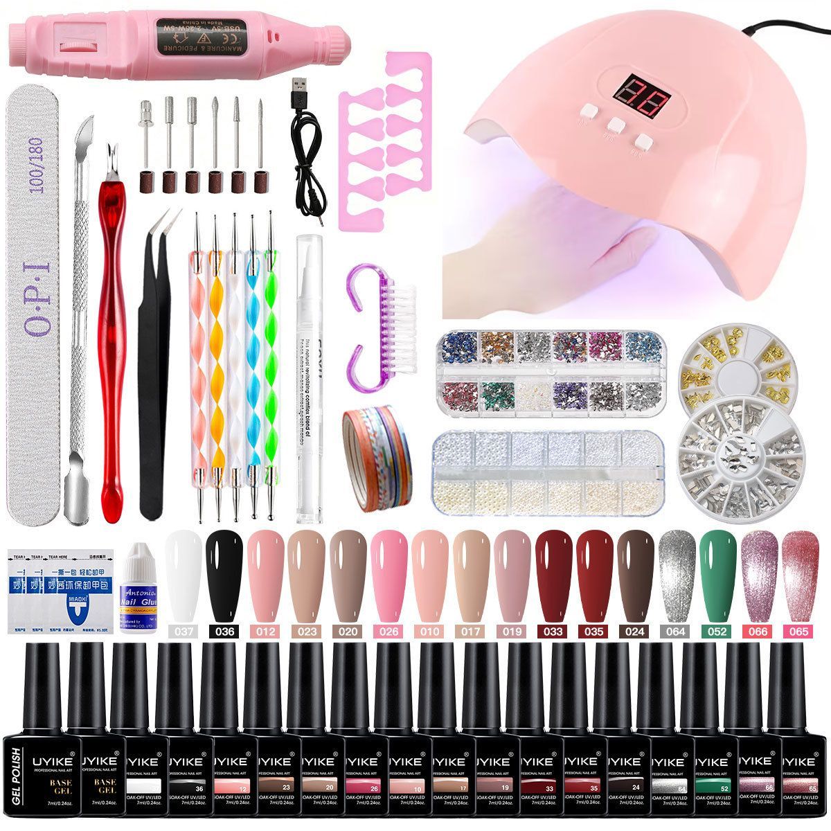 Nail Art Kit Gel Lamp Nail Grinder Nail Polishes Nail Art Tools Nail - Multi - Size Set3