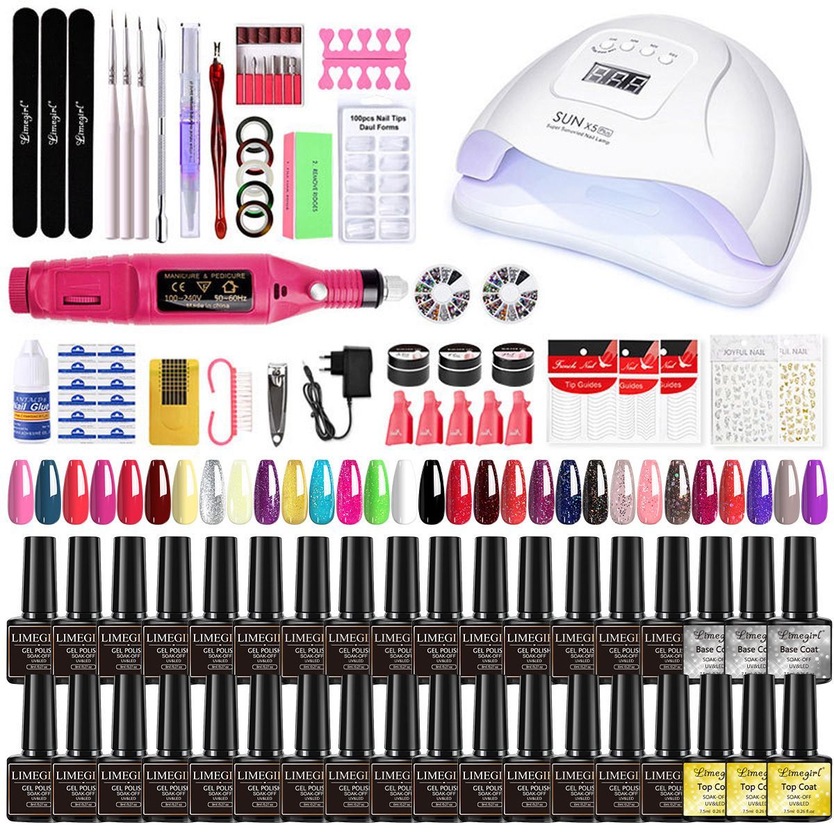 Nail Art Kit Gel Lamp Nail Grinder Nail Polishes Nail Art Tools Nail - Multi - Size 168-2