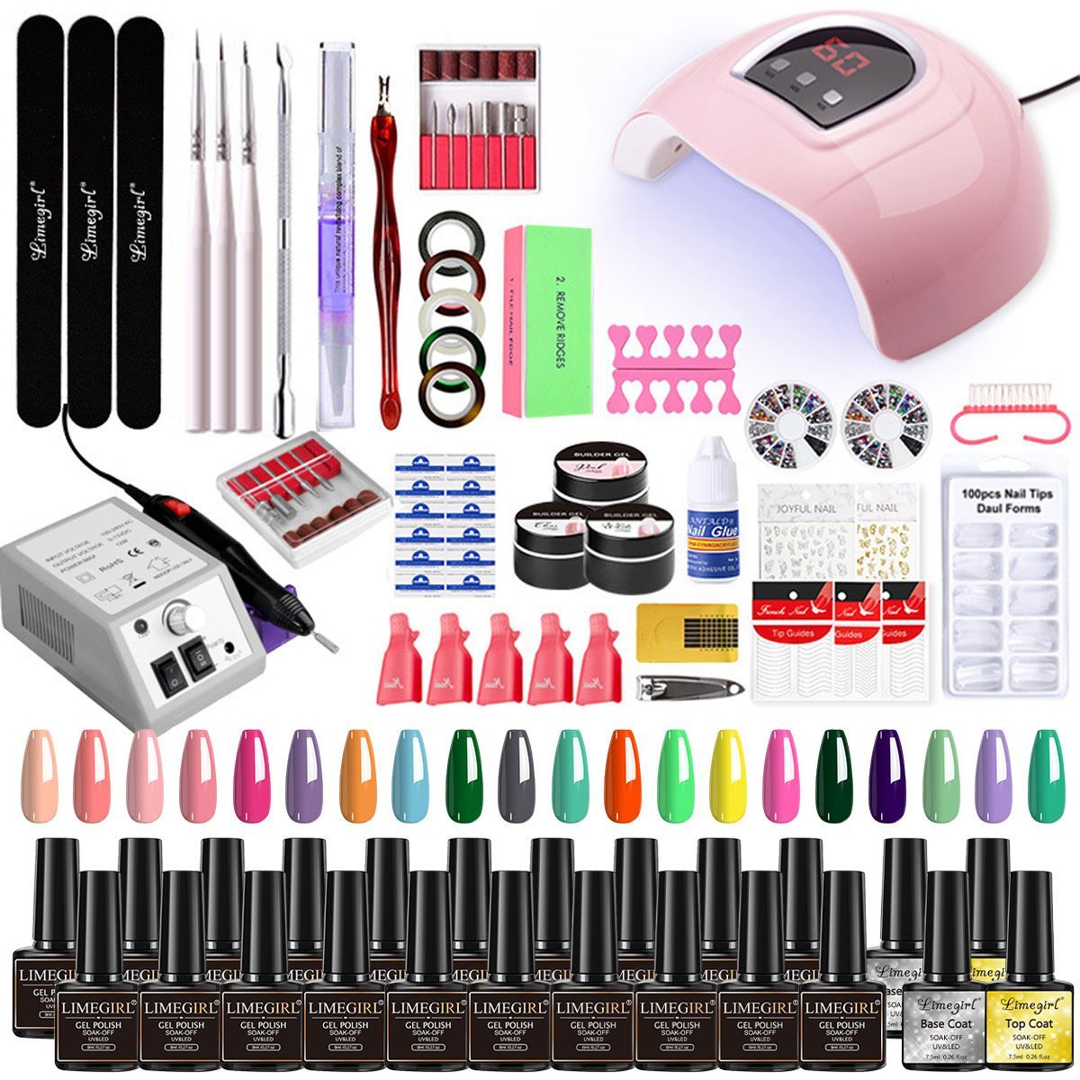 Nail Art Kit Gel Lamp Nail Grinder Nail Polishes Nail Art Tools Nail - Multi - Size 168-2