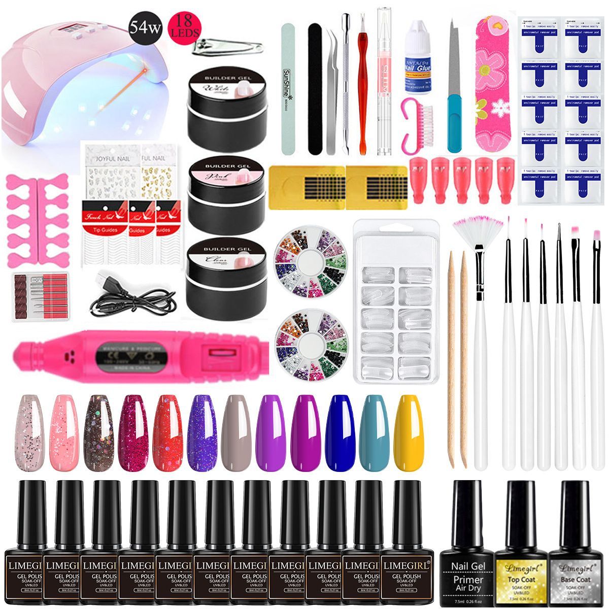 Nail Art Kit Gel Lamp Nail Grinder Nail Polishes Nail Art Tools Nail - Multi - Size 168-4