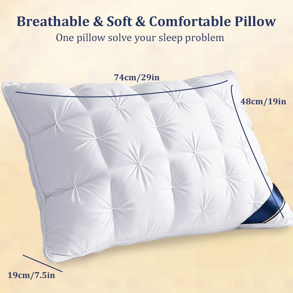 Luxury Pillow Quilted Pillow High-Quality Pillow Comfortable Pillow Bedding - Gray - Size 700g medium pillow