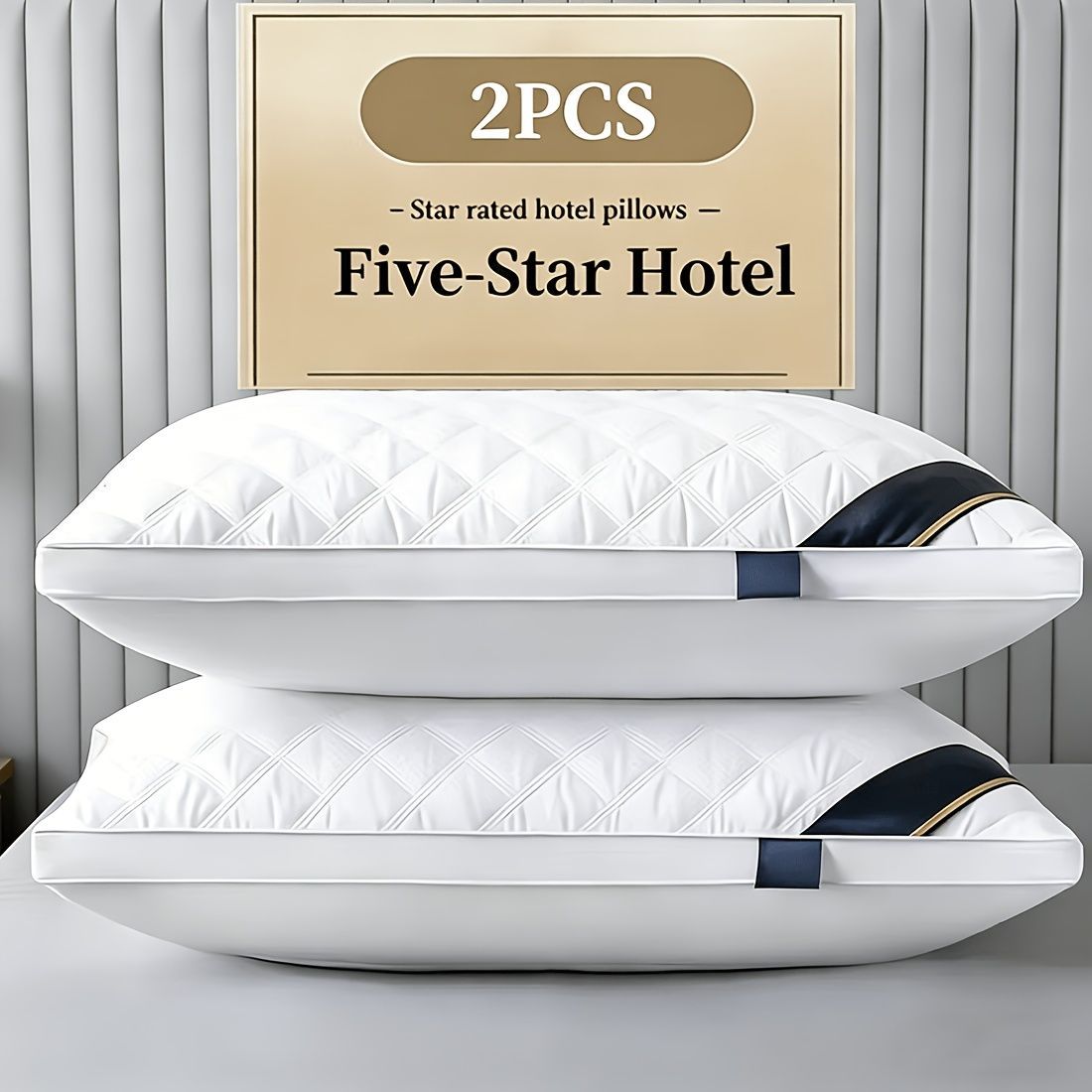 Luxury Pillow Quilted Pillow High-Quality Pillow Comfortable Pillow Bedding - Gray - Size 800g high pillow