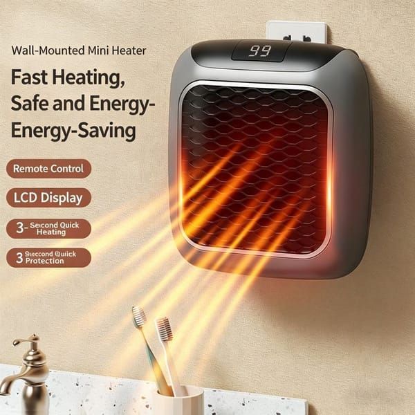 Wall-Mounted Heater Mini Electric Heater Office Heater Home Heater Fast Heating - Gray - Size Australian standard