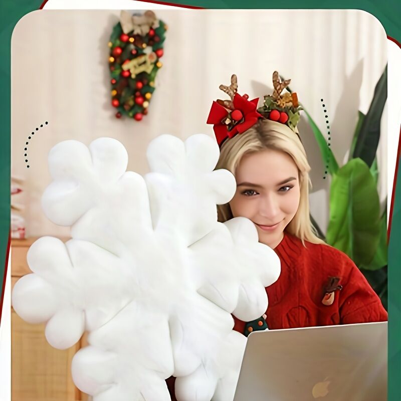 Snowflake pillow-soft fluffy cloud pillow with mixed colors, comfortable winter decorative sofa and bedroom, creative living room accent, comfortable home-accessories | cloud design | soft plush material, sofa pillow decorative window stool embellished wi