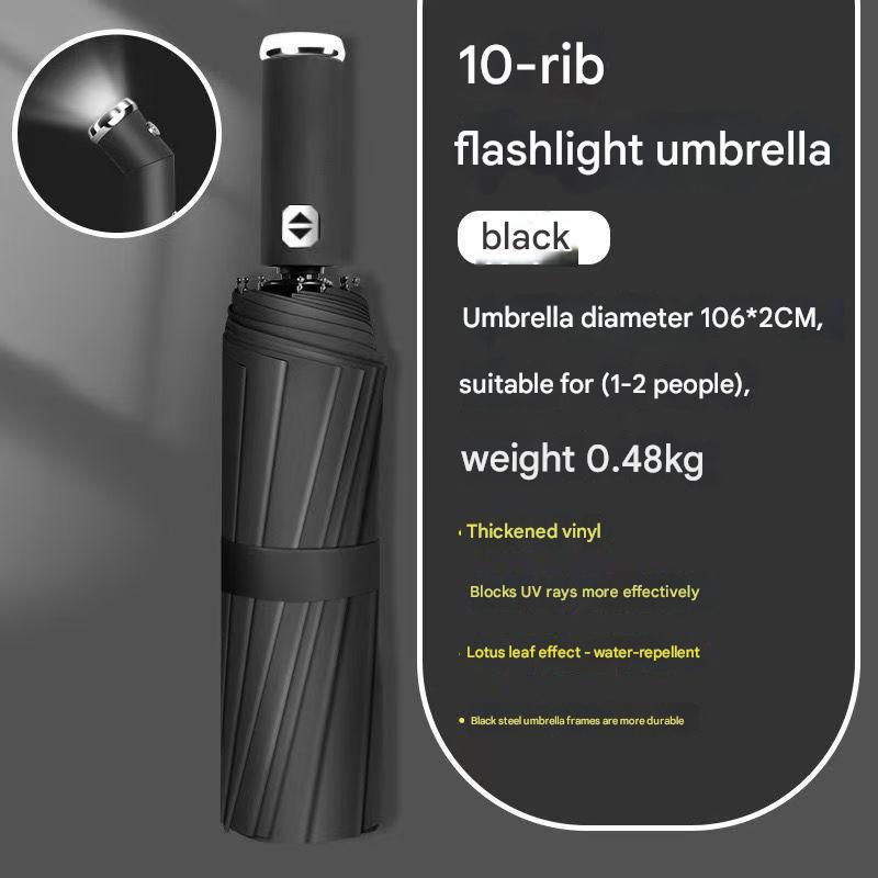 Pink Reinforced Black Coating Umbrella, featuring a 10-rib black steel frame for durability, approximately 106cm in diameter, lightweight and portable. Combines lotus-effect water repellency with strong UV protection, an ideal companion for 1–2 people on