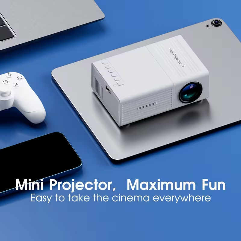 Portable mini projector - 1080P high-definition cinema, suitable for home, office and gaming | Compatible with iOS/Android/Windows | USB power supply + remote control