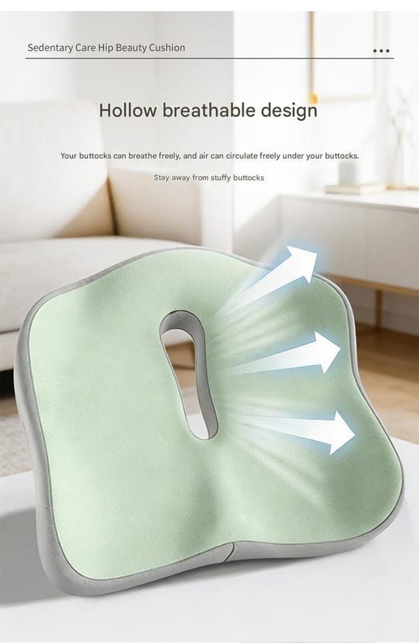 Ergonomic Seat Cushion Backrest Comfortable Seating Office Chair Cushion Lumbar - Beige - Size 01