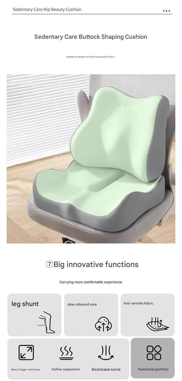 Ergonomic Seat Cushion Backrest Comfortable Seating Office Chair Cushion Lumbar - Beige - Size 01
