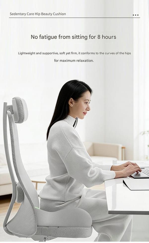 Ergonomic Seat Cushion Backrest Comfortable Seating Office Chair Cushion Lumbar - Gray - Size 01