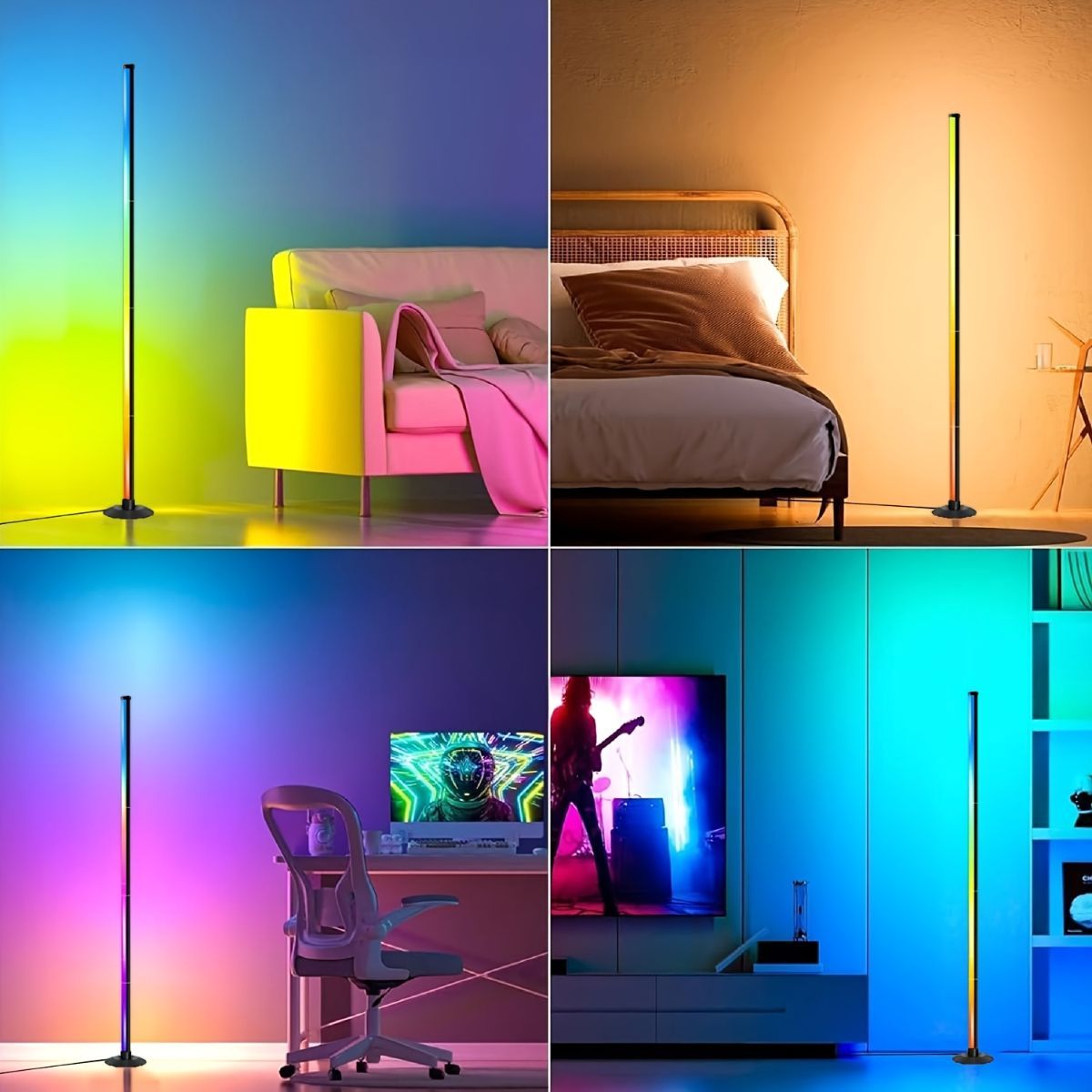 Smart LED Floor Lamp RGBICB Mood Light Ambient Light With Backlight - Rainbow - Size 01