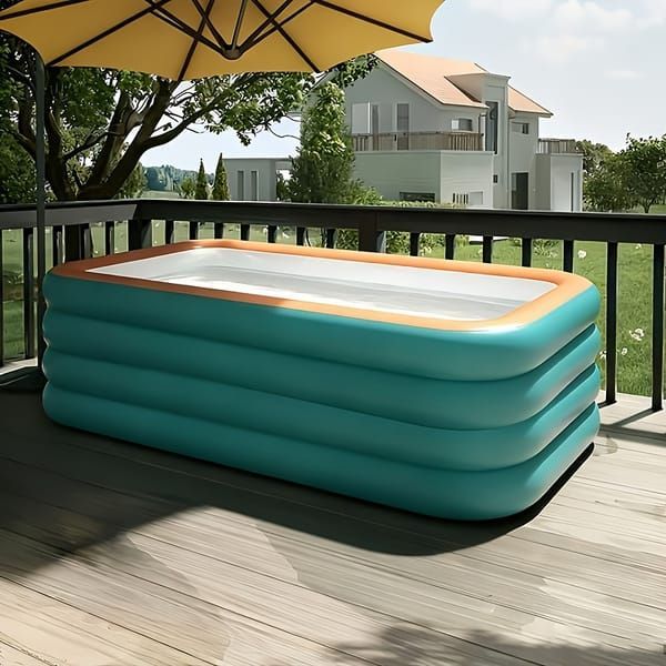 Inflatable Family Pool Large Backyard Swimming Pool Summer Outdoor Pool Rooftop - Blue - Size 180cm