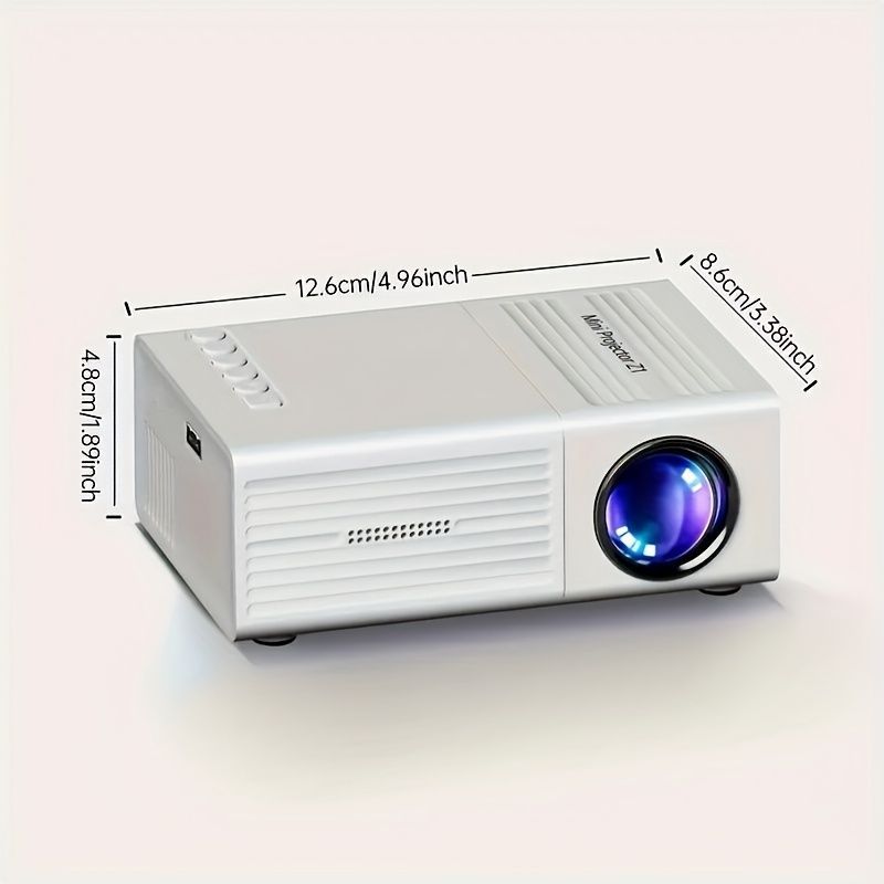 Portable Projector Mini Projector 1080P Projector USB Projector Home Theater - White - Size 01
