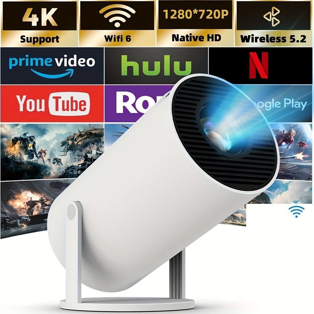 HY300 Pro HD Smart Projector Mini Projector Portable Projector 4K Projector - White - Size 01