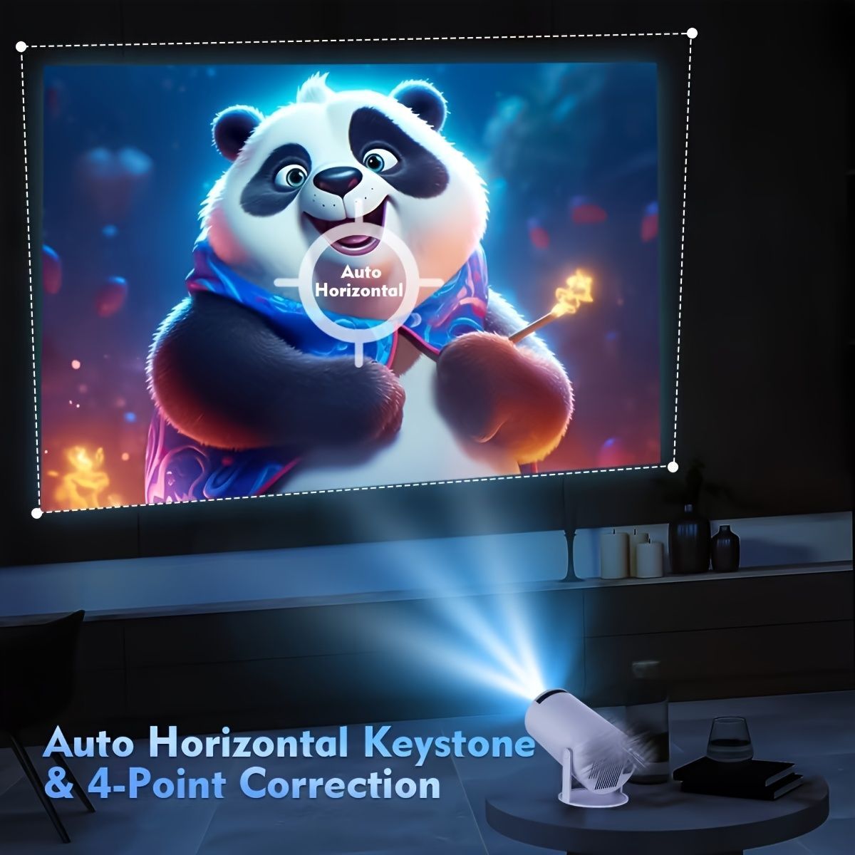 HY300 Pro HD Smart Projector Mini Projector Portable Projector 4K Projector - White - Size 01