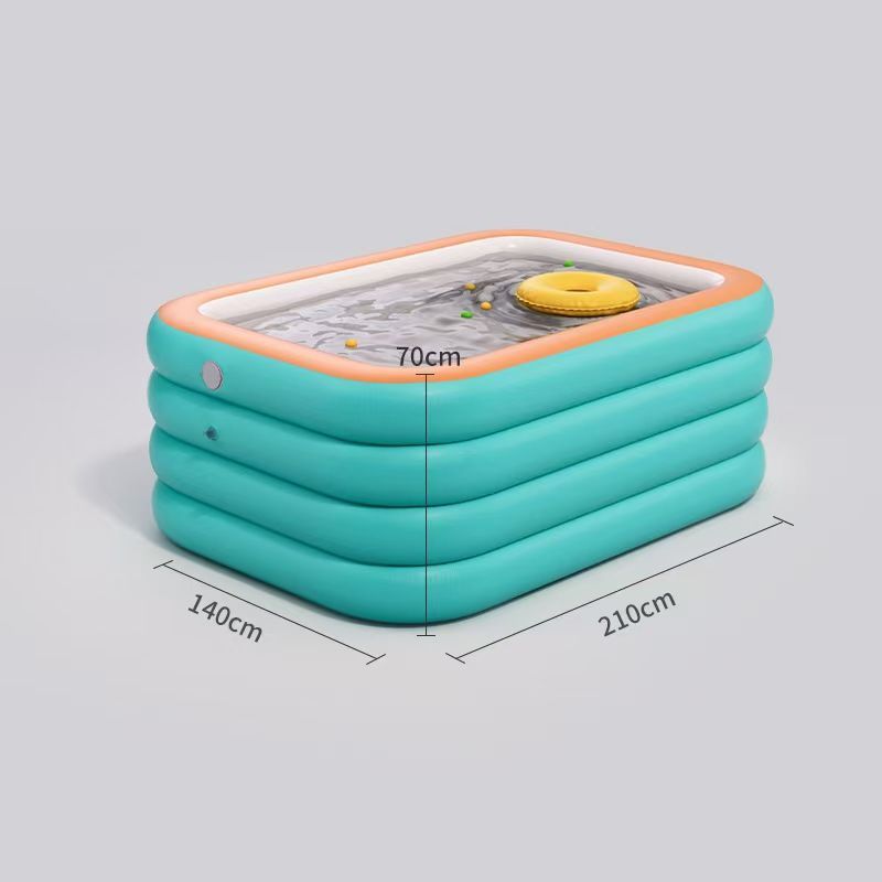 Inflatable Family Swimming Pool Large Inflatable Pool Rectangular Inflatable - Blue - Size 210cm