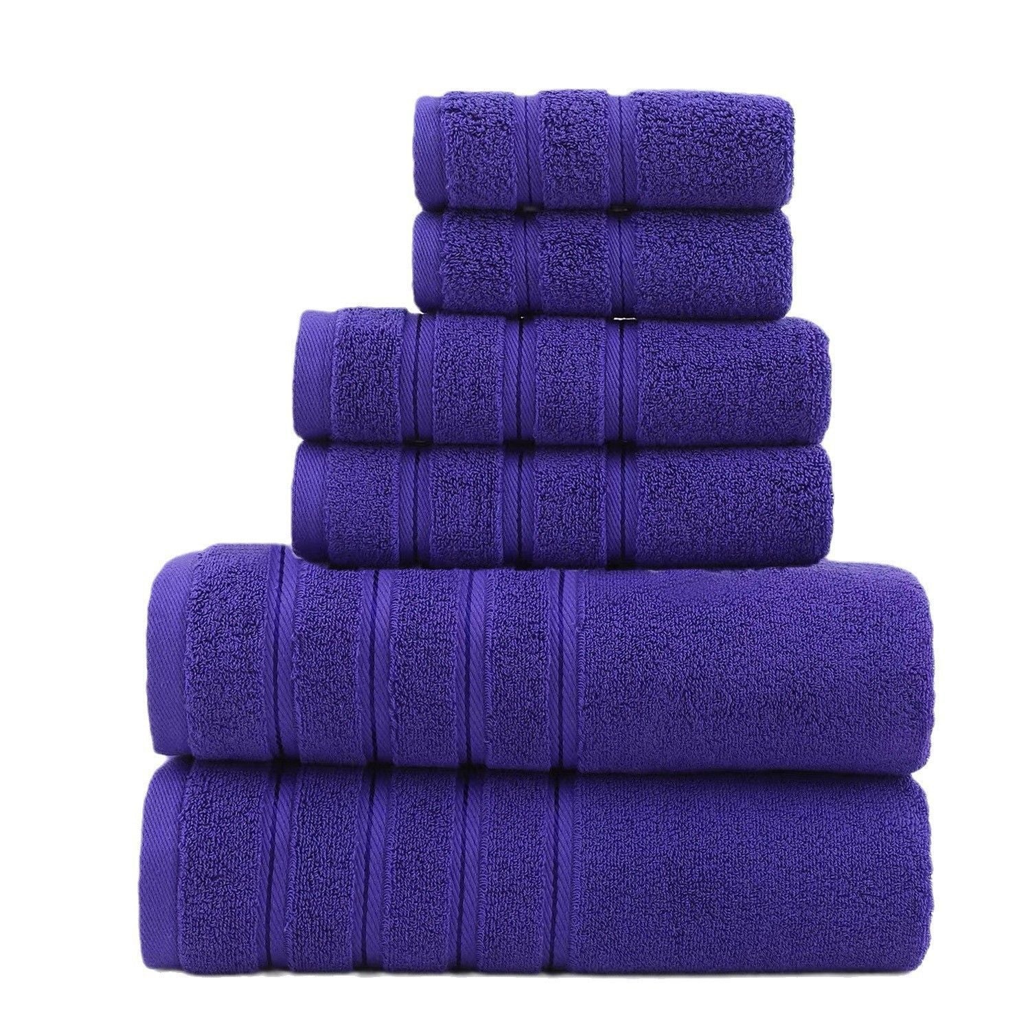 6-Piece Purple Towel Set for Bathroom, Soft & Absorbent Cotton Towels