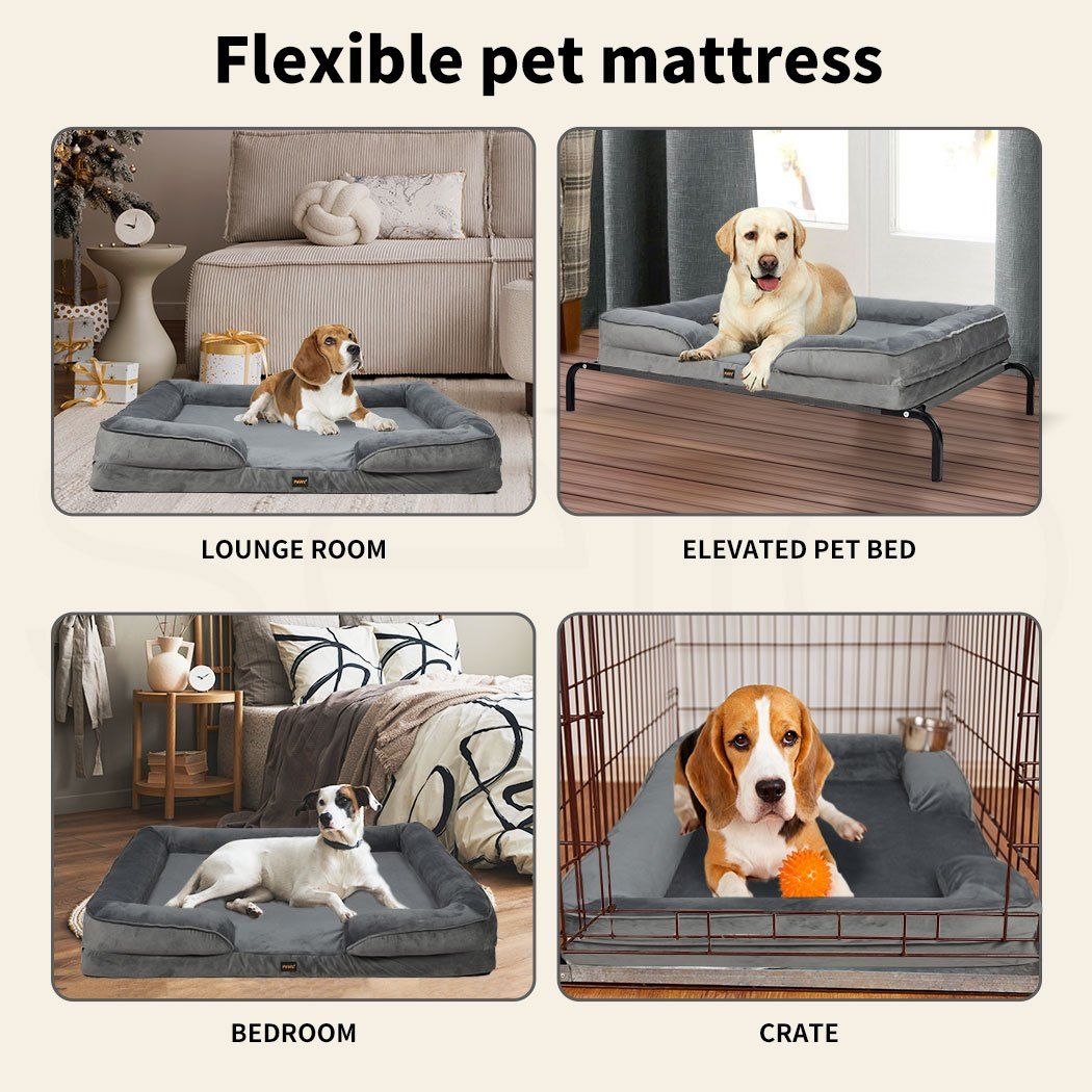 1 piece set XL size 102*80*18cm orthopedic foam dog bed, designed for super large dogs, C-shaped orthopedic dog bed, washable dog sofa bed, with removable cover and non-slip bottom, with supportive foam sofa design, suitable for pet dogs, cats, rabbits, c
