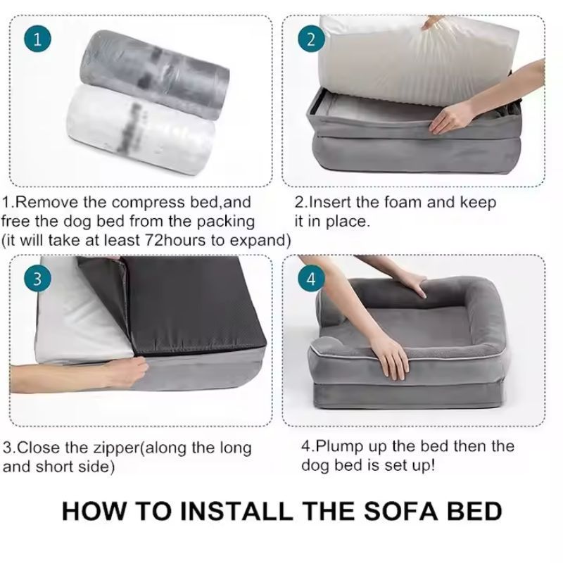 1 piece set XL size 102*80*18cm orthopedic foam dog bed, designed for super large dogs, C-shaped orthopedic dog bed, washable dog sofa bed, with removable cover and non-slip bottom, with supportive foam sofa design, suitable for pet dogs, cats, rabbits, c