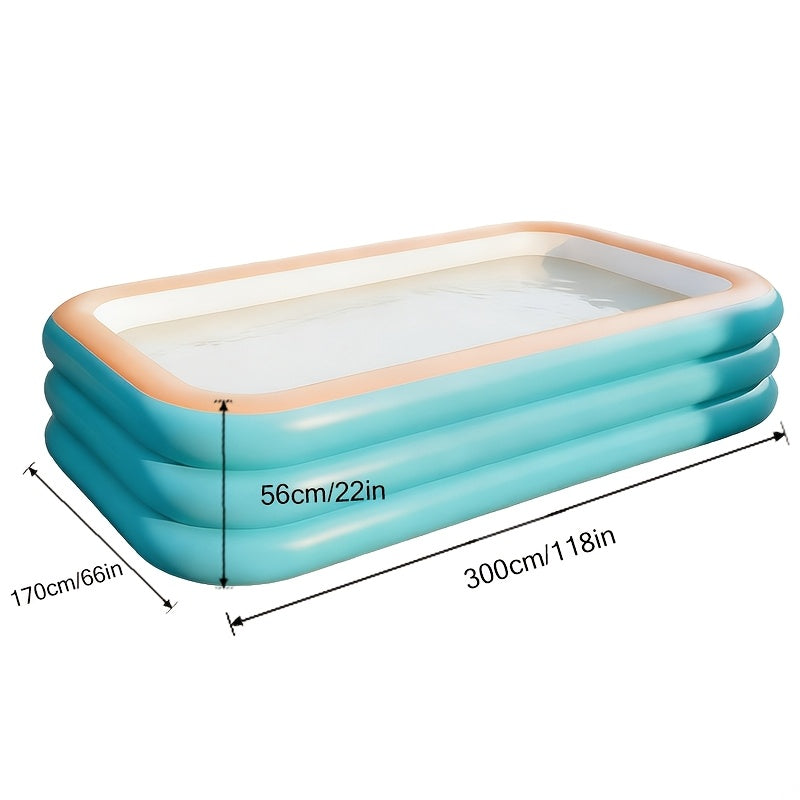 Large inflatable swimming pool, green swimming pool, suitable for home yard, outdoor pool, summer family gathering, must-have pool for playing water