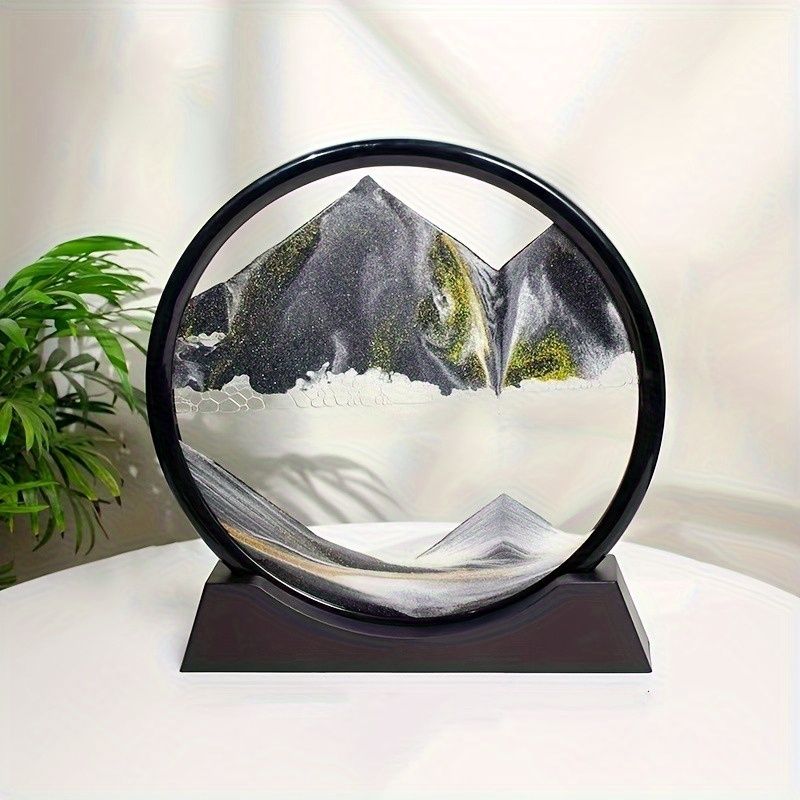 Flowing Sand Art: Adjustable Speed, New Scenery with Every Turn, Calming and Pleasing to the Eye(BLACK)