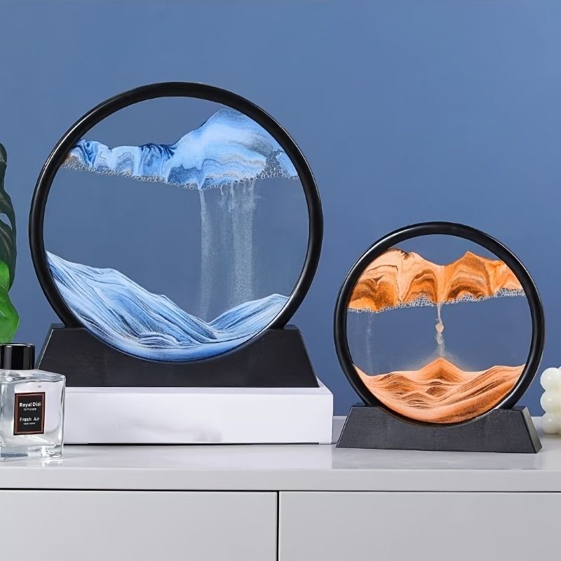 Flowing Sand Art: Adjustable Speed, New Scenery with Every Turn, Calming and Pleasing to the Eye(BLACK)