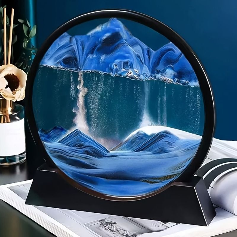 Flowing Sand Art: Adjustable Speed, New Scenery with Every Turn, Calming and Pleasing to the Eye(BLACK)