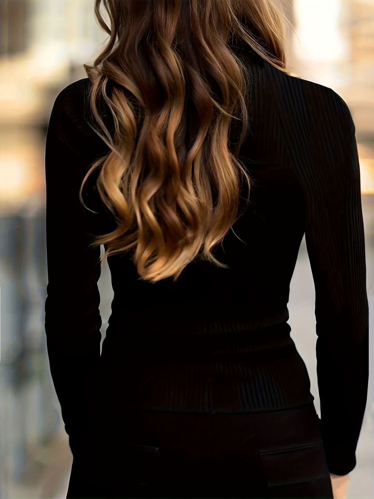Women'S Turtleneck Top Black High Neck Top Slim Fit Knitwear Winter Layering - Coffee - Size XL(AU XL/EU52)