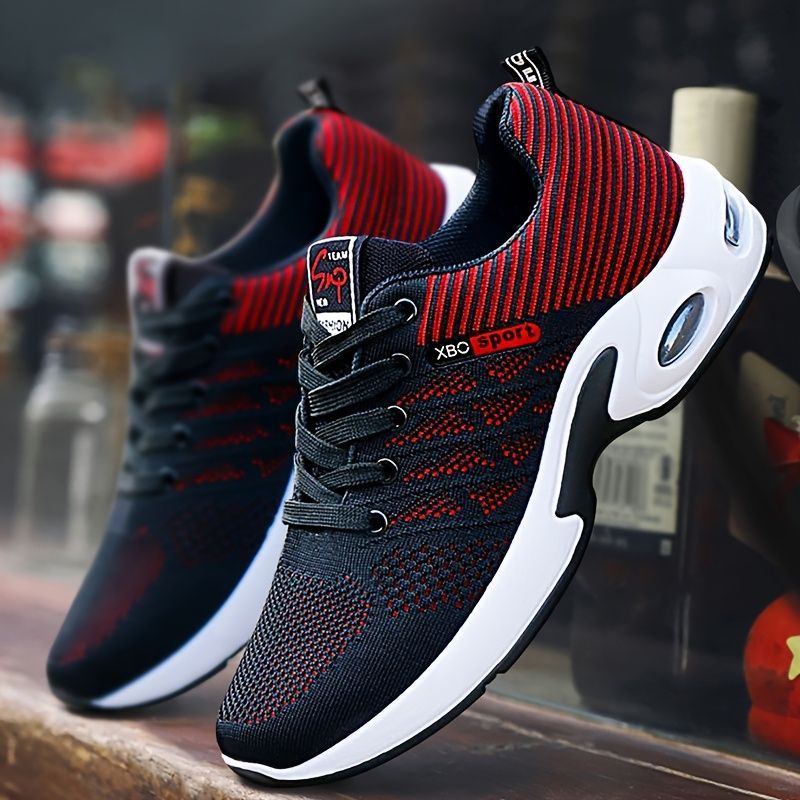 Men's Fashion Sneakers with Breathable Mesh and Cushioned Sole - Red - Size 11(AU11/EU44)