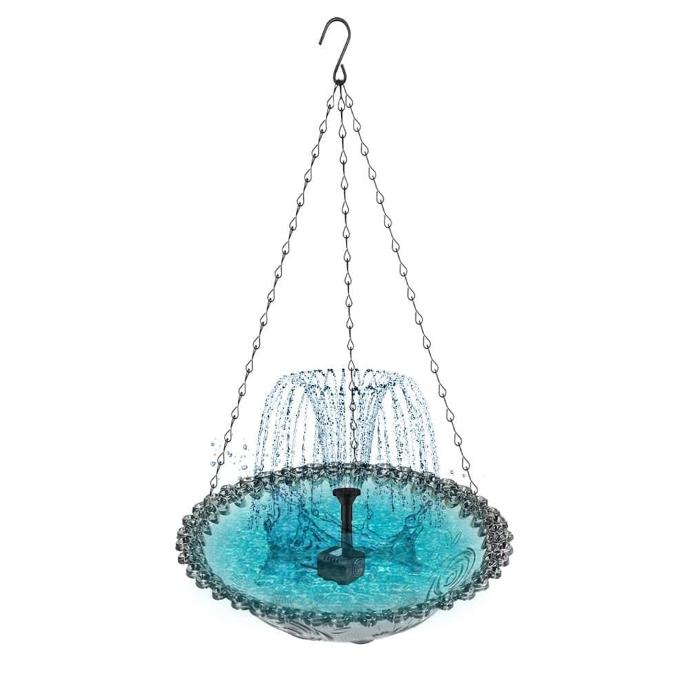 Solar Powered Bird Bath Fountain for Garden and Outdoors, Automatic Solar Waterer, Gray