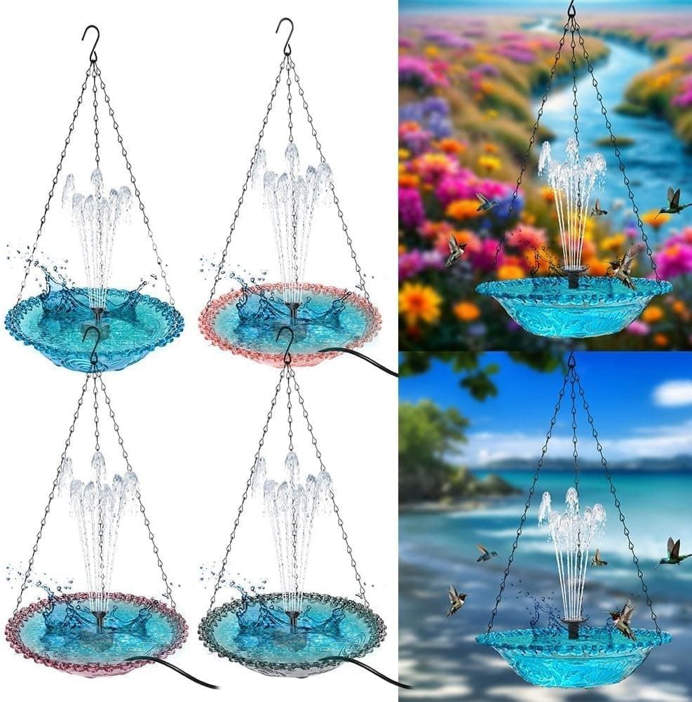 Solar Powered Bird Bath Fountain for Garden and Outdoors, Automatic Solar Waterer, Gray