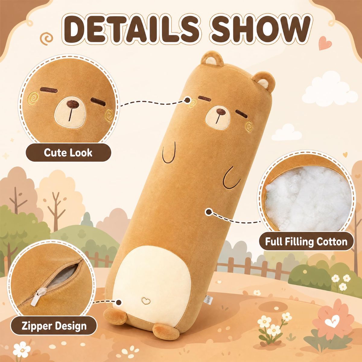 Long-Shaped Pillow Plush Pillow Hugging Pillow Soft Pillow Sleeping Pillow Gift - Green - Size 33in