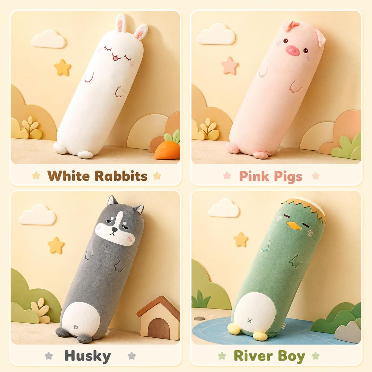 Long-Shaped Pillow Plush Pillow Hugging Pillow Soft Pillow Sleeping Pillow Gift - Pink - Size 27in