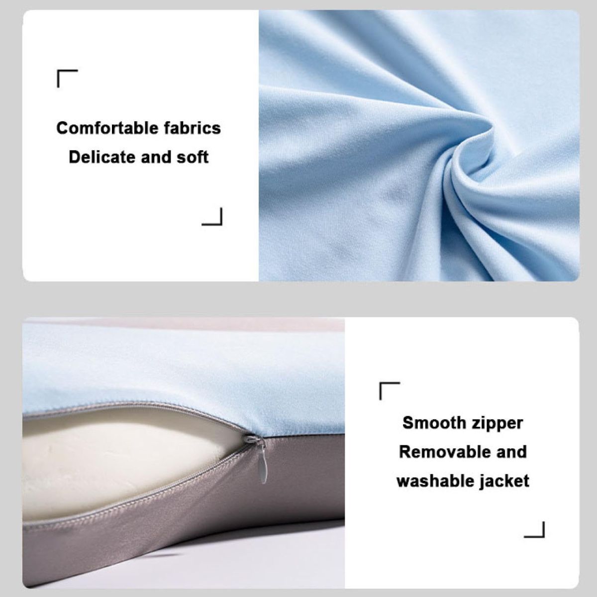 Soft and Comfortable Cat Belly Pillow Home Memory Foam Pillow Cervical Deep Sleep Memory Pillow High Pillow - Sky Blue - Size 55 * 35 * 11cm