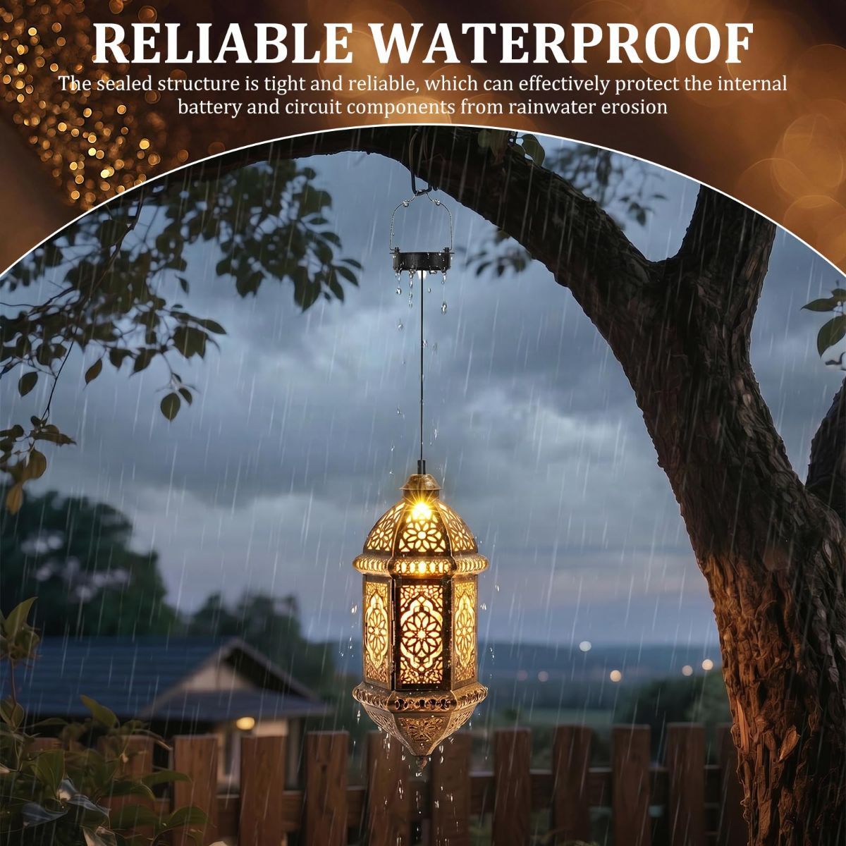 Solar Light Replacement Tops - Waterproof Solar Lantern Lid Parts with Rechargeable Battery AA 600mAh for Outdoor Hanging Lanterns, Garden, Yard, Patio, Lamp DIY Decorations - Warm Light - Size 4-Pack