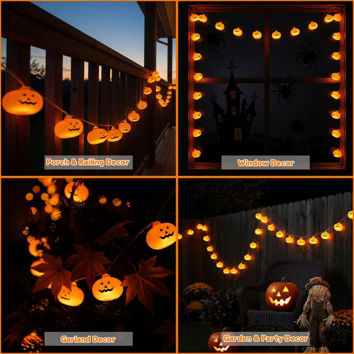 Halloween LED Lights Pumpkin String Lights Battery-Powered Lights Waterproof - Yellow - Size 3m 20-LED light